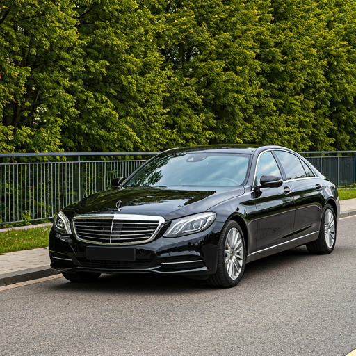 Chauffeur vehicle beside the coast