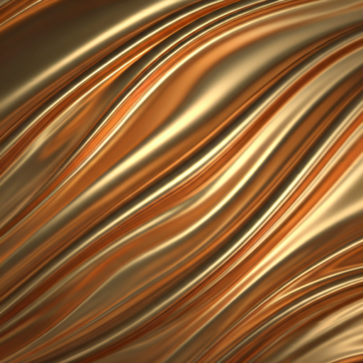 Close-up of golden metallic ridges