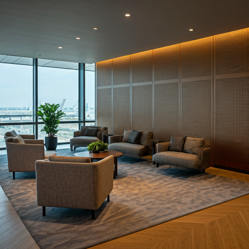 Minimal executive lounge interior for corporate concierge support