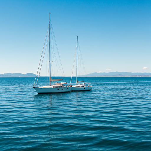 Sailing yacht anchored on blue Mediterranean water