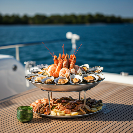 Private yacht deck at golden hour